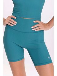 Onamaste Szorty sportowe w kolorze morskim rozmiar: S/M. Niebieskie szorty sportowe Onamaste, bez wzorów, z materiału, z podwyższonym stanem, outdoorowe. Za 144.95 zł.