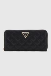 GUESS Czarny duży portfel damski Laurel. Czarne portfele Guess, z aplikacjami, ze skóry ekologicznej. W wyprzedaży za 189.99 zł.