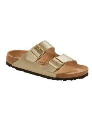 Birkenstock Klapki "Arizona" w kolorze złotym rozmiar: 35. Żółte klapki Birkenstock, bez wzorów, klasyczne, z otwartym noskiem, bez obcasa, bez zapięcia. Za 276.95 zł.