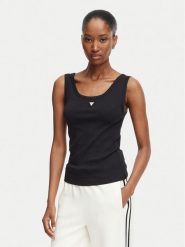 Guess Top V6YP09 K4312 Czarny Regular Fit. Czarne topy Guess, s, z aplikacjami, bez kołnierzyka, bez ramiączek. Za 154.99 zł.