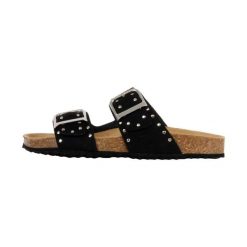 Sandały GEOX D BRIONIA R Czarny. Czarne sandały Geox, bez wzorów, z syntetyku, bez obcasa, bez zapięcia. Za 297.99 zł.