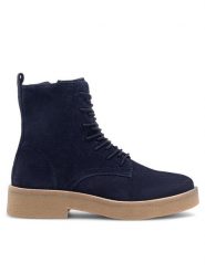 Sergio Bardi Botki KAP-C1045-01SB Granatowy. Niebieskie botki Sergio Bardi, bez wzorów, ze skóry, bez obcasa, na płaskiej podeszwie, bez zapięcia. Za 251.99 zł.
