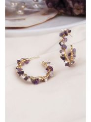 Pierres delicates Pozłacane kolczyki-półkreole z ametystami rozmiar: onesize. Różowe kolczyki Pierres delicates, z ametystem, pozłacane. Za 82.64 zł.