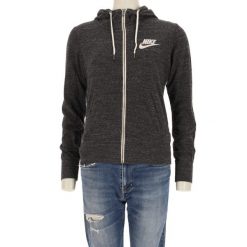 Nike bluza damska z kapturem i zamkiem. Szare bluzy z kapturem Nike, l, bez wzorów, z materiału, z kapturem, na fitness i siłownię. Za 114.98 zł.