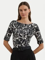 LAUREN RALPH LAUREN Bluzka 200963940001 Czarny Slim Fit. Czarne bluzki Lauren Ralph Lauren, s, bez wzorów, z bawełny, bez kołnierzyka, bez ramiączek. Za 219.99 zł.