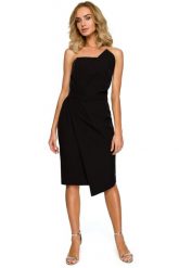 Sukienka wieczorowa ołówkowa z gorsetem asymetryczna czarna. Czarne sukienki Sukienki.shop, l, bez wzorów, z elastanu, wizytowe, z asymetrycznym kołnierzem, bez ramiączek, asymetryczne. Za 309.00 zł.
