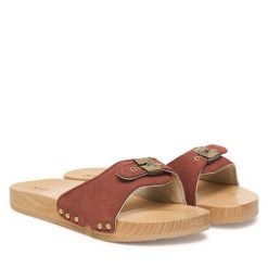 Klapki Scholl. Brązowe klapki Scholl, bez wzorów, bez obcasa, bez zapięcia. Za 589.99 zł.