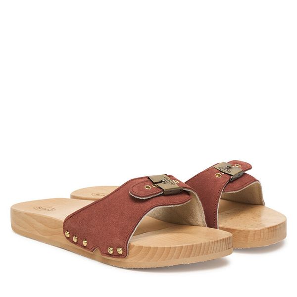 Klapki Scholl. Brązowe klapki Scholl, bez wzorów, bez obcasa, bez zapięcia. Za 396.99 zł.