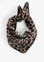 Chusta z dzianiny ze wzorem w panterkę. Brązowe chusty bonprix, bez wzorów, z dzianiny, eleganckie. Za 74.99 zł.