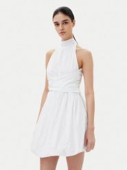 ViCOLO Sukienka koktajlowa TD0606 Biały Regular Fit. Białe sukienki ViCOLO, s, bez wzorów, z bawełny, wizytowe, bez kołnierzyka, bez ramiączek. Za 359.99 zł.