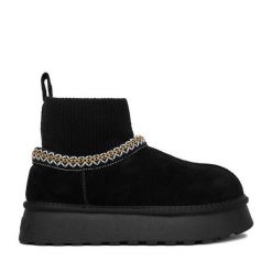 Śniegowce Badura. Czarne śniegowce Badura, bez wzorów, bez zapięcia. Za 199.99 zł.