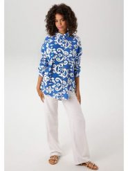 Aniston Bluzka w kolorze niebiesko-białym rozmiar: 36. Niebieskie bluzki Aniston, bez wzorów, z wiskozy, retro, bez kołnierzyka, bez ramiączek. Za 65.54 zł.