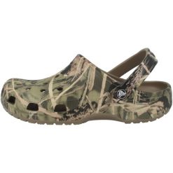 Klapki unisex, Crocs Classic Realtree V2. Zielone klapki Crocs, bez wzorów, bez obcasa, bez zapięcia. Za 199.99 zł.