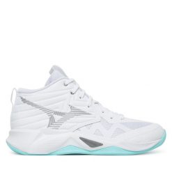 Buty halowe Mizuno. Białe buty sportowe lifestyle Mizuno, bez wzorów, sportowe, bez zapięcia, mizuno wave. Za 319.99 zł.