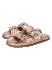 MELVIN & HAMILTON Skórzane klapki "Eve 1" w kolorze różowozłotym rozmiar: 37. Różowe klapki Melvin & Hamilton, bez wzorów, klasyczne, z otwartym noskiem, bez obcasa, bez zapięcia. Za 347.99 zł.