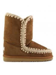 Mou Skórzane kozaki zimowe w kolorze jasnobrązowym rozmiar: 39. Brązowe kozaki Mou, na zimę, bez wzorów, z wełny, eleganckie, bez obcasa, bez zapięcia. Za 717.99 zł.