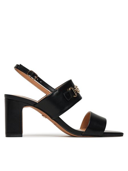 Nine West Sandały 2489-19 Czarny. Czarne sandały Nine West, bez wzorów, z materiału, bez obcasa, na słupku, bez zapięcia. Za 183.99 zł.