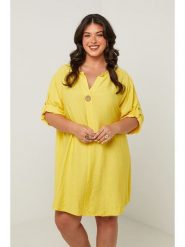 Curvy Lady Sukienka w kolorze żółtym rozmiar: 48/50. Żółte sukienki Curvy Lady, bez wzorów, klasyczne, bez kołnierzyka, bez ramiączek, midi. Za 114.17 zł.