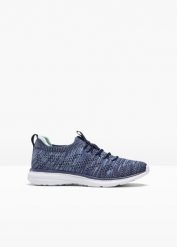 Sneakersy wsuwane z miękkiego materiału. Niebieskie buty sportowe lifestyle bonprix, bez wzorów, sportowe, bez zapięcia. Za 114.99 zł.
