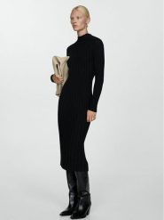 Mango Sukienka dzianinowa Flurry 77085645 Czarny Slim Fit. Czarne sukienki Mango, xxs, bez wzorów, z dzianiny, wizytowe, bez kołnierzyka, bez ramiączek. Za 69.99 zł.