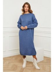 So Cachemire Sukienka dzianinowa "Fastidius" w kolorze niebieskim rozmiar: L. Niebieskie sukienki So Cachemire, l, bez wzorów, z dzianiny, bez kołnierzyka, bez ramiączek, maxi. Za 188.85 zł.