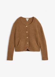 Sweter rozpinany o luźnym kroju. Czerwone swetry bonprix, bez wzorów, bez ramiączek. Za 169.99 zł.