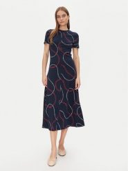 Tommy Hilfiger Sukienka codzienna Modern F&F Midi Dress WW0WW44547 Granatowy Regular Fit. Niebieskie sukienki Tommy Hilfiger, na co dzień, s, bez wzorów, z bawełny, bez kołnierzyka, bez ramiączek, midi, proste. Za 459.99 zł.