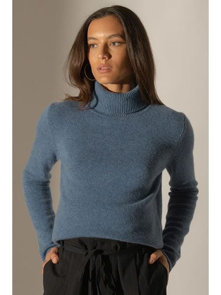 Perfect Cashmere Kaszmirowy golf "Willow" w kolorze niebieskoszarym rozmiar: M. Niebieskie swetry Perfect Cashmere, m, bez wzorów, z kaszmiru, bez ramiączek. Za 559.95 zł.