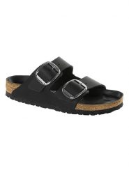 Birkenstock Skórzane klapki "Arizona" w kolorze czarnym rozmiar: 37. Czarne klapki Birkenstock, bez wzorów, klasyczne, z otwartym noskiem, bez obcasa, bez zapięcia. Za 455.78 zł.
