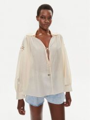 Pinko Bluzka Elf 103744 A1XU Beżowy Relaxed Fit. Brązowe bluzki Pinko, m, bez wzorów, z bawełny, bez kołnierzyka, bez ramiączek. Za 739.99 zł.