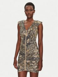 Just Cavalli Sukienka koktajlowa 78PAO949 Brązowy Slim Fit. Brązowe sukienki Just Cavalli, bez wzorów, z syntetyku, wizytowe, bez kołnierzyka, bez ramiączek. Za 729.99 zł.