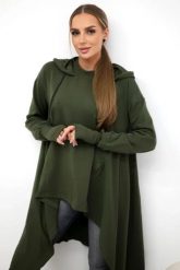 Bluza rozkloszowana u dołu khaki. Brązowe bluzy KESI, l, bez wzorów, z bawełny, bez ramiączek, z kapturem. Za 238.37 zł.