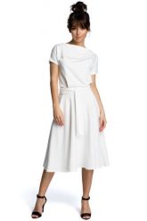Ecru Midi Sukienka z Szerokim Dołem. Czarne sukienki MOE, l, bez wzorów, z bawełny, bez kołnierzyka, bez ramiączek, midi. Za 263.90 zł.