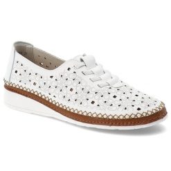 Półbuty damskie Filippo, ze skóry naturalnej ażurowa cholewka ozdobne przeszycia sznurowane lekka podeszwa casual komfortowe, białe, DP7624/26. Białe półbuty wsuwane Filippo, w ażurowe wzory, ze skóry, casualowe, bez obcasa, na płaskiej podeszwie. Za 169.00 zł.