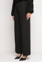 Czarne Eleganckie Spodnie z Szerokimi Nogawkami Kahinuni. Czarne jeansy Born2be, l, bez wzorów, z jeansu, eleganckie. W wyprzedaży za 76.49 zł.