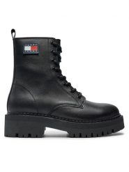 Tommy Jeans Trapery Urban EN0EN02628 Czarny. Czarne traperki Tommy Jeans, bez wzorów, z jeansu, bez obcasa, bez zapięcia. Za 799.99 zł.