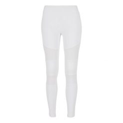 Legginsy Damskie Tkanina Techniczna Siatkowe. Białe legginsy Urban Classics, bez wzorów, z tkaniny, sportowe. Za 84.99 zł.