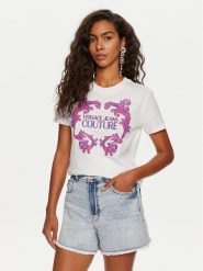 Versace Jeans Couture T-Shirt 76HAHG02 Biały Slim Fit. Białe t-shirty Versace Jeans Couture, s, bez wzorów, z bawełny, bez kołnierzyka, bez ramiączek. Za 499.99 zł.