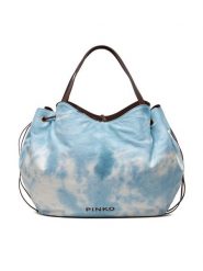 Pinko Torebka Pagoda Extra Shopper PE 24 PLTT 102911 A1MB Błękitny. Niebieskie shopper bag Pinko, bez wzorów, z materiału, bez dodatków. Za 1,429.00 zł.