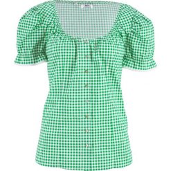 Bluzka ludowa z dekoltem "carmen" bonprix zielony opal - biały w kratę. Bluzki marki Reserved. Za 37.99 zł.
