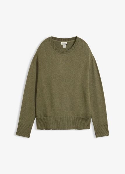 Sweter z mieszanki wiskozy. Brązowe swetry bonprix, bez wzorów, z wiskozy, bez ramiączek. Za 87.99 zł.