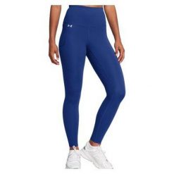 Legginsy treningowe damskie Under Armour UA Motion Ultra High-Rise. Niebieskie legginsy Under Armour, bez wzorów, sportowe. Za 177.99 zł.