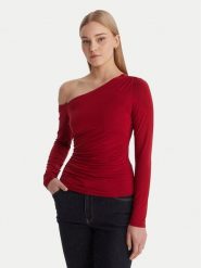 Guess Bluzka W6RP02 KC1J2 Czerwony Regular Fit. Czerwone bluzki Guess, xl, z aplikacjami, z wiskozy, bez kołnierzyka, bez ramiączek. Za 299.99 zł.