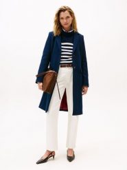Tommy Hilfiger Wełniany płaszcz z zawartością kaszmiru Kobiety Wełna niebieski, 36. Niebieskie płaszcze Tommy Hilfiger, bez wzorów, z kaszmiru, klasyczne, bez kaptura. Za 1,299.95 zł.