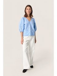 Soaked in Luxury Bluzka "Manja" w kolorze błękitnym rozmiar: L. Niebieskie bluzki Soaked in Luxury, l, bez wzorów, z bawełny, bez kołnierzyka, bez ramiączek. Za 122.67 zł.