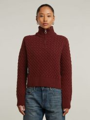 G-Star Sweter w kolorze bordowym rozmiar: XS. Czerwone swetry G-Star, xs, bez wzorów, z wełny, retro, bez ramiączek. Za 225.05 zł.