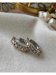 Luseera Pozłacane kolczyki-kreole z cyrkoniami rozmiar: onesize. Szare kolczyki Luseera, z cyrkonią, pozłacane. Za 43.99 zł.