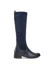Caprice Kozaki 9-25514-41 Niebieski. Niebieskie kozaki Caprice, bez wzorów, z materiału, bez obcasa, na płaskiej podeszwie, bez zapięcia. Za 519.99 zł.