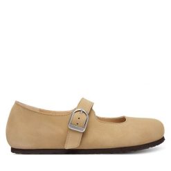 Baleriny Birkenstock. Brązowe baleriny Birkenstock, bez wzorów, bez obcasa, bez zapięcia. Za 599.99 zł.