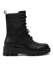 TWINSET Trapery 242TCP054 Czarny. Czarne traperki Twinset, bez wzorów, ze skóry, bez obcasa, bez zapięcia. Za 1,199.00 zł.